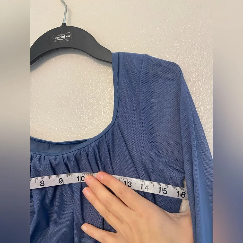 Weissman solo dance costume slate blue long sleeve Thinking About 16385 LA adult